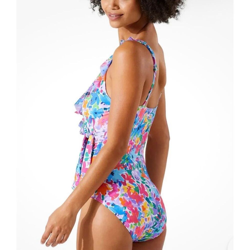 Tommy Bahama Watercolor Floral Wrap One Piece Swimsuit size 4 NWT - Picture 2 of 7
